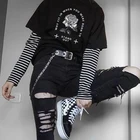 Женская футболка с коротким рукавом, Готическая, винтажная, черная, с мультяшным принтом, в стиле хип-хоп, с надписью, в стиле Харадзюку