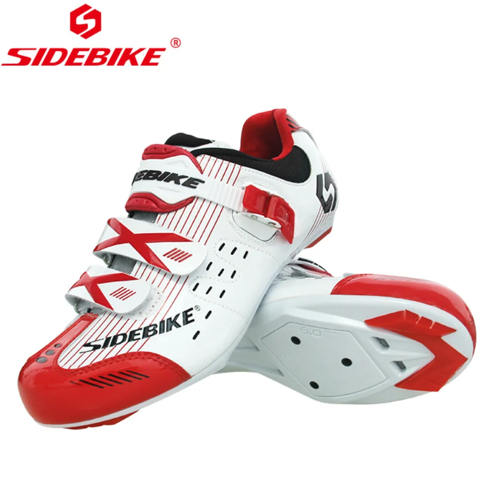 white red Sidebike/велосипедная обувь для шоссейного велосипеда, износостойкая, противоскользящая, дышащая, для спорта на открытом воздухе, мужская, велосипедная обувь с замком - Цвет: white red