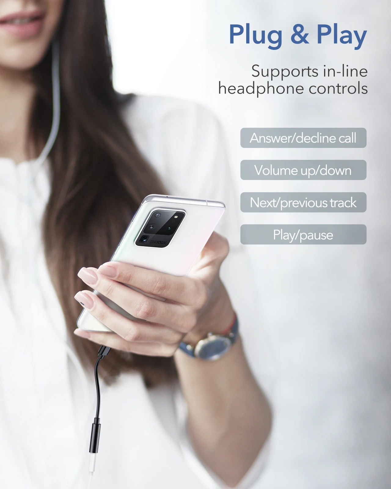 

ESR Headphone Type C 3.5 Jack DAC Adapter USB C to 3.5mm Adapter Audio Cable For HUAWEI P30 Pro Xiaomi mi 9 Redmi AUX Converter