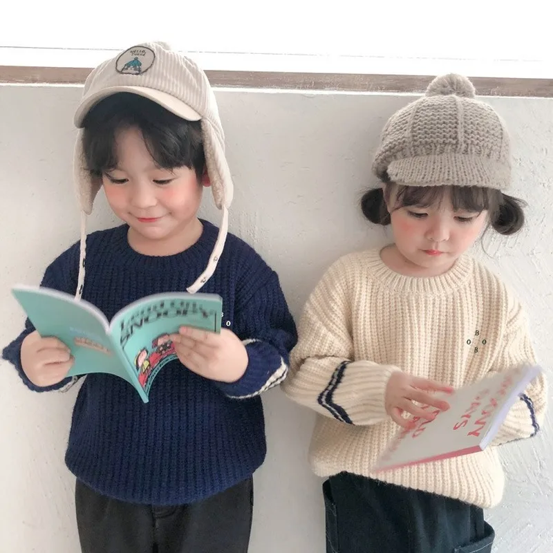 Детский свитер, новинка осень-зима 2019, корейский плотный свитер для девочек, детская одежда с круглым вырезом, Однотонный свитер для мальчик... от AliExpress RU&CIS NEW