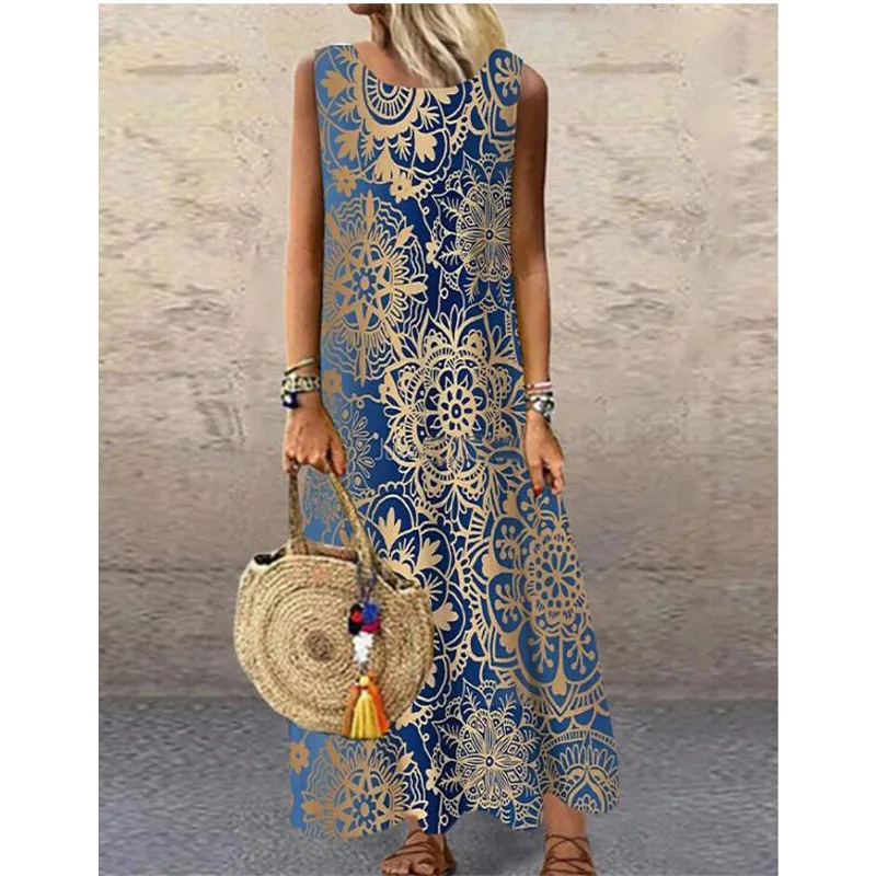 Сарафан женское летнее платье 2022 пикантное средней длины с принтом повседневное