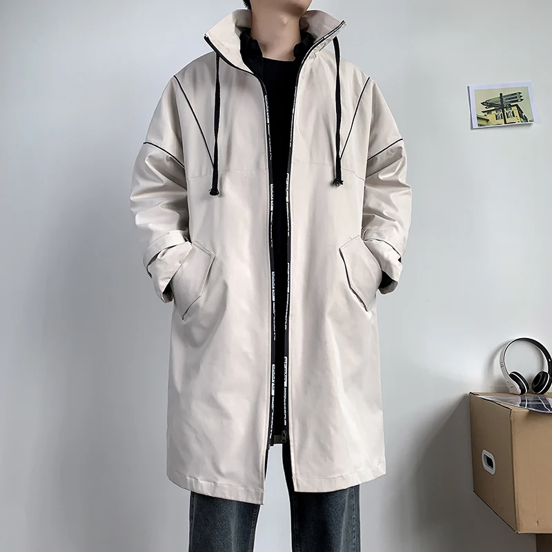 

New Autumn Trench Coat Men Casual Masculino Overcoat Long Greatcoat Windbreaker High Quality Streetwear Korean style Mens Jacket