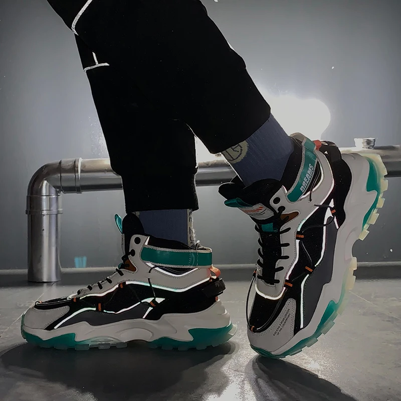 

New 2021 Thick-soled Sports Shoes INS Men's Mesh Comfortable Casual Outdoor Men's Shoes Lace-up Running Shoes Men