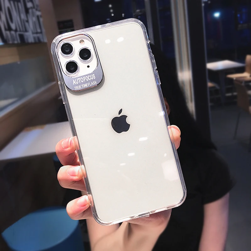 Металлические линзы буквы чехлы протектор для iPhone 11 XS Max XR XS 6 6S 7 8 Plus Полный корпус мягкий ТПУ прозрачный задняя крышка телефона