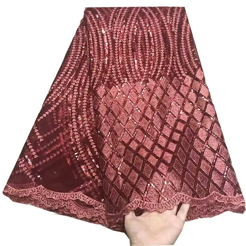 

blue African Beaded 3D Tulle Lace Fabric 2019 African French Lace Fabric SEQUINES Nigerian Embroidery Tulle French Lace