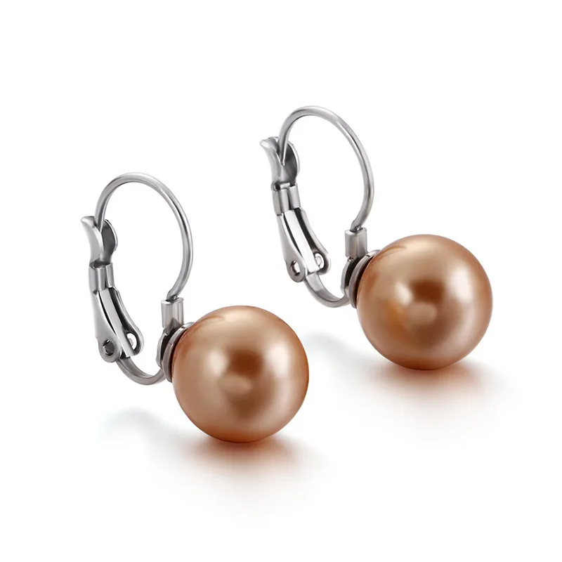 Модные серьги в форме шара из нержавеющей стали золотые жемчужные вrincos бижутерия