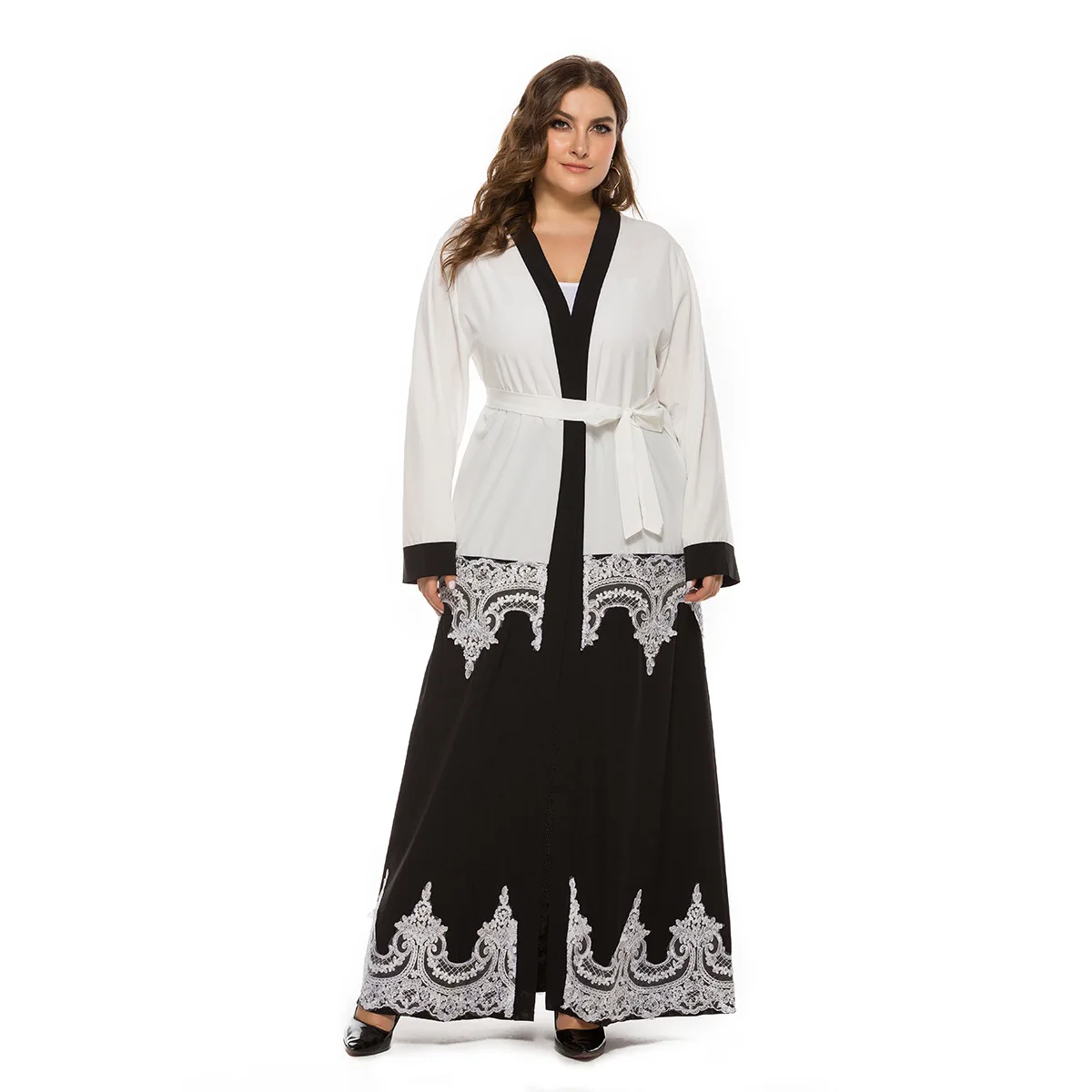 

2021 Summer New Ladies Muslim Middle East Dubai Libya Abaya Cardigan Fashion Plus Size Women's Stitching Dress Kaftan