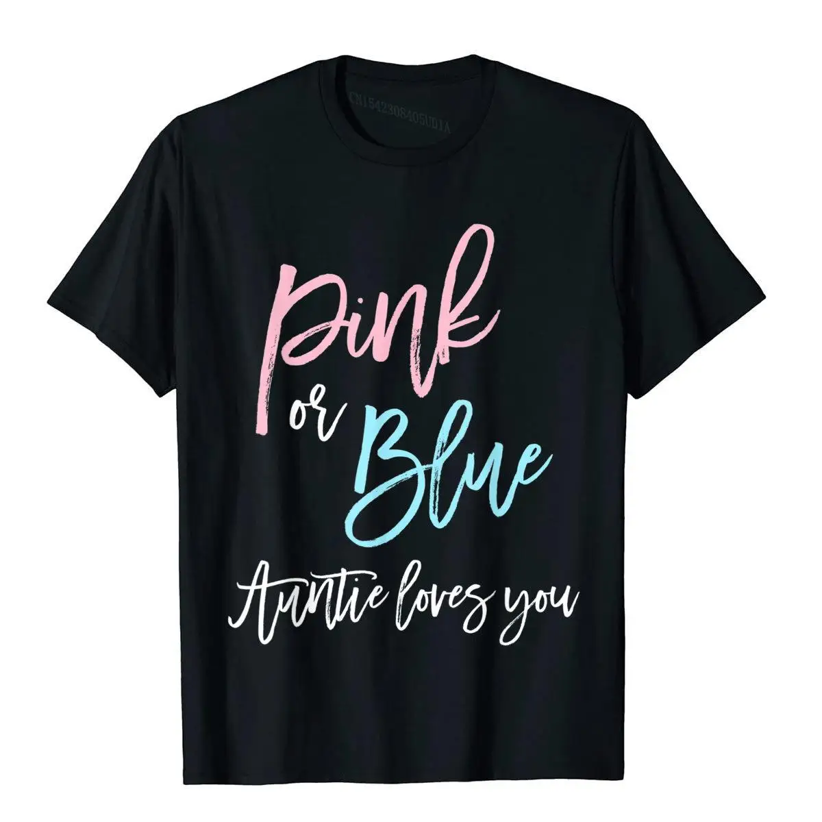 Pink Or Blue Auntie Gender Reveal Shirt Baby Shower Boy Girl T Shirts Family Custom Cotton Man Tops Tees Camisas Hombre