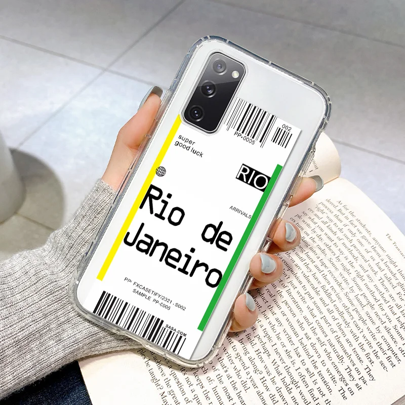 

New Air Ticket Soft Clear Case For OPPO Reno4 Lite A31 A37 A11 A8 A7 A5 F17 F11 F9 Pro F5 World City Label QR Code Fundas