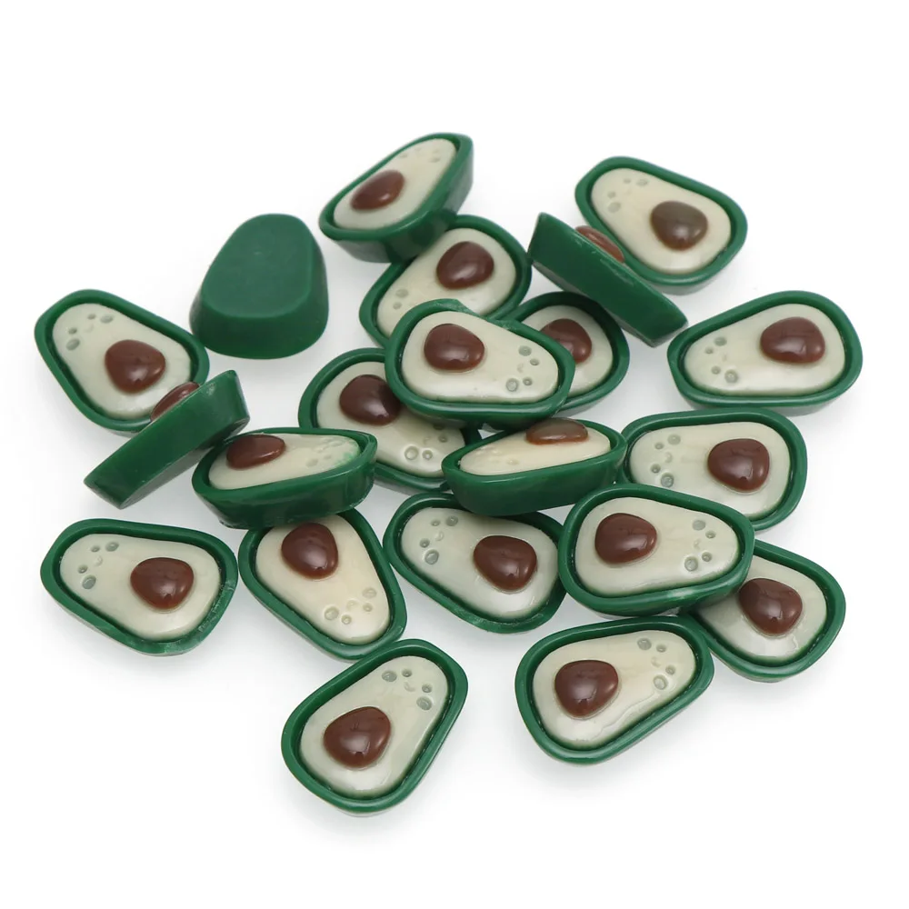 30 шт. микс милый каучуковый мультяшный фрукт авокадо с плоским основанием