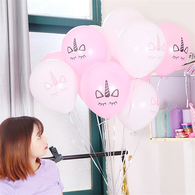 

10 PCs a Pack of 2.2G 10-Inch Unicorn Rubber Balloons Baby Birthday Decorations