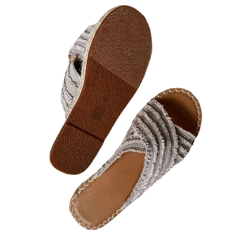 

Шлепанцы женские с открытым носком, сандалии на плоской подошве, Повседневная пляжная обувь, сланцы, дизайнерские