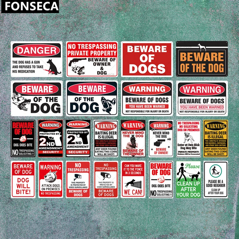 Остерегайтесь знака собаки Предупреждение ющий металлический знак охранный