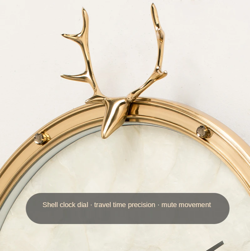 

Simple Deer Head Wall Clock Home Living Room Bedroom Personality Shell Quartz Clock Mute Decoration Pocket Watch