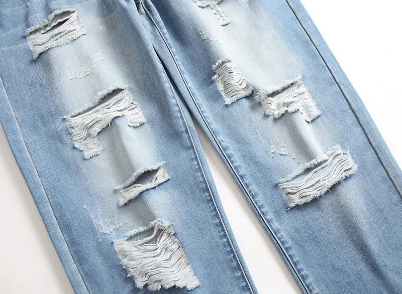 2020 Новое поступление модные брендовые мужские синие джинсы потертые рваные для