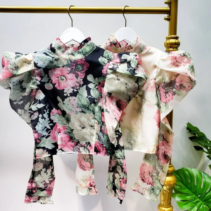 2021 сезон: весна-лето для женщин в винтажном стиле с Цветочный принт буффами на