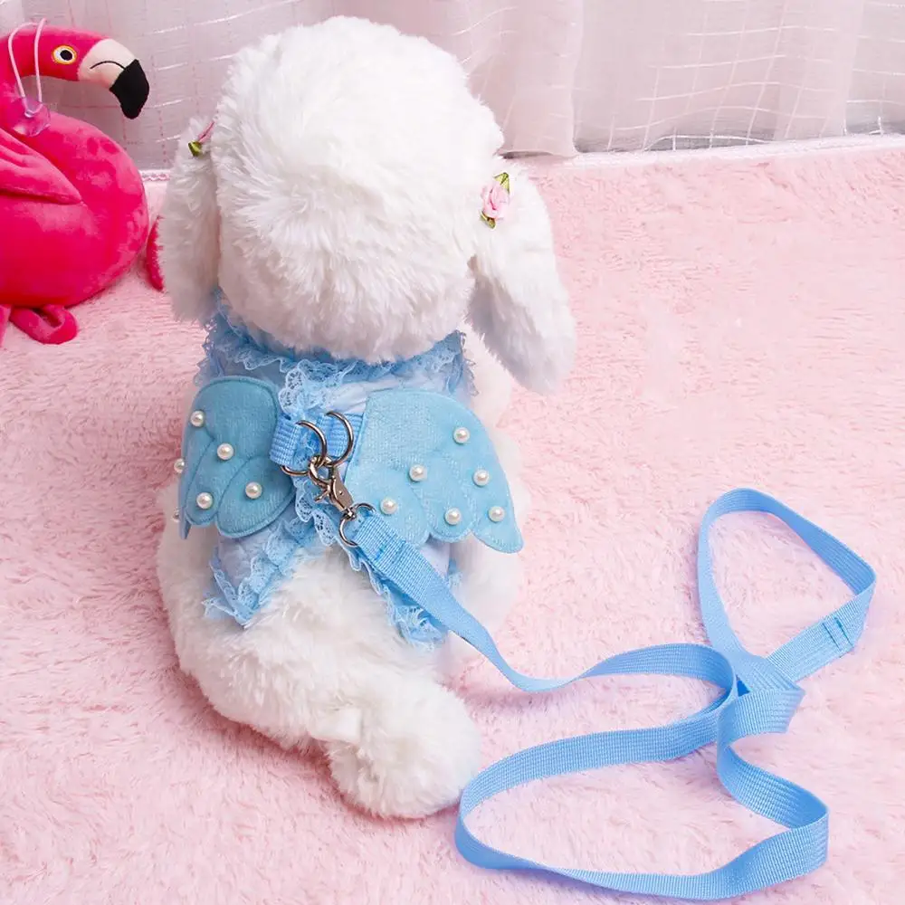 

Милая жемчужная жилетка-поводок с ангелом, ошейник из дышащей ткани, нагрудный поводок для собак, товары для домашних животных, милый регули...