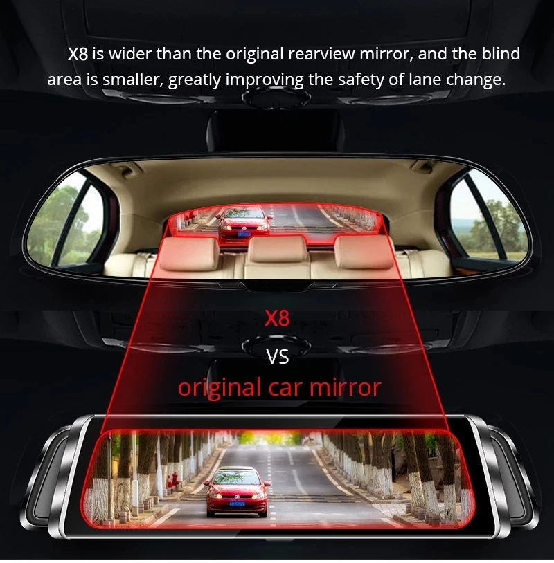 Автомобильный видеорегистратор-зеркало Ultra-HD 1080P 10 дюймов FHD видеорегистратор