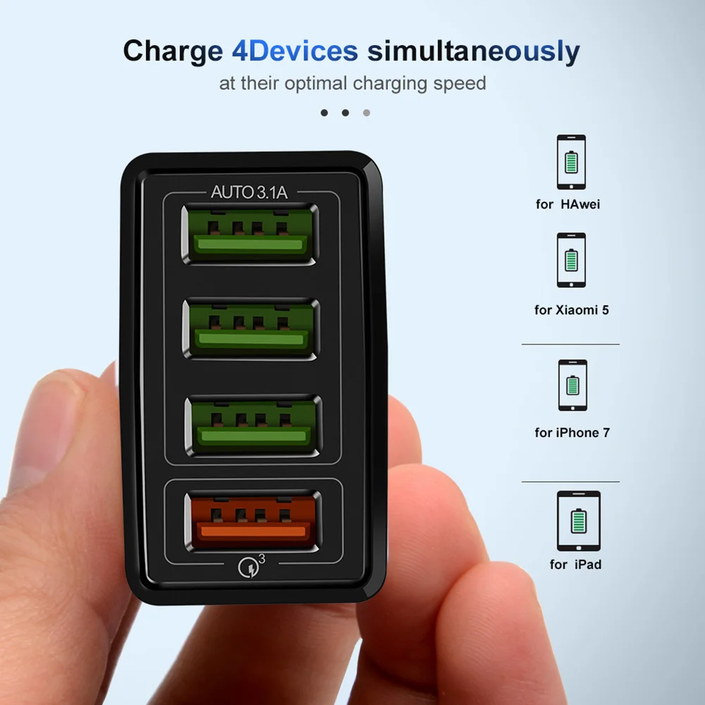 4 порта быстрой зарядки QC 3 0 usb-хаб высокого стандарта PC пожаробезопасный материал