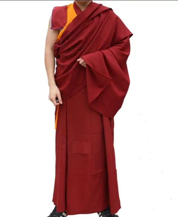 Traje de monje de tela de Lama tibetano chino, Tops, falda, cinturón, chal Xizang