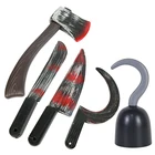 Украшение для Хэллоуина, кровавое оружие, пластиковый нож, топор, серп Пиратский крюк, детская игрушка, подарок, аксессуары для Хэллоуина, косплея Вечерние