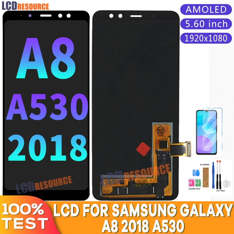 

ЖК-дисплей Super Amoled для SAMSUNG GALAXY A8 2018 A530 A530F, ЖК-дисплей с сенсорным экраном и дигитайзером в сборе A8 2018 Duos LCD A530F/DS