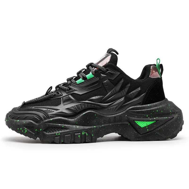 Мужские кроссовки уличная спортивная обувь на толстой подошве кожаные