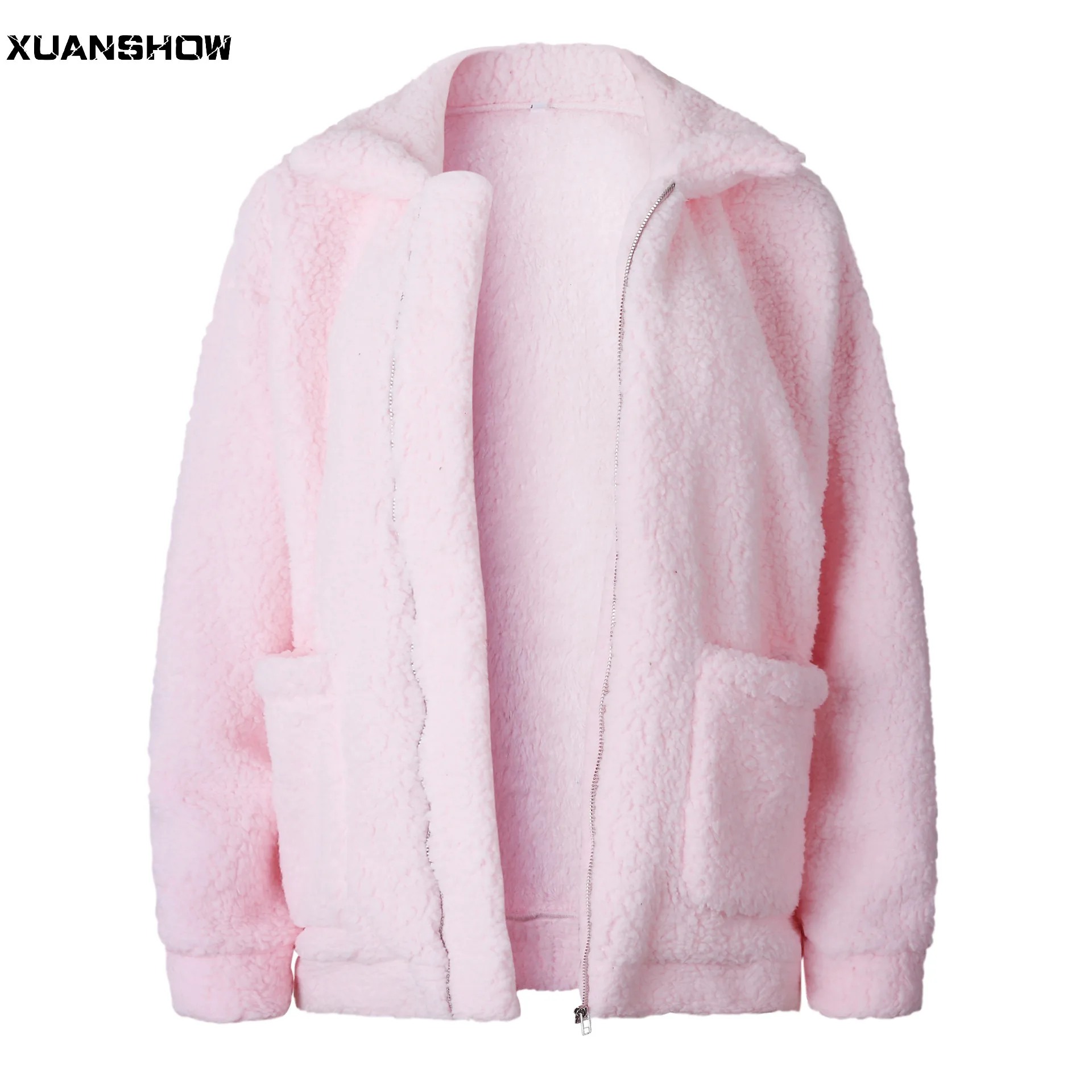 

XUANSHOW 9 Colors 6 Sizes Coat Women Keep Warm Winter Clothes 2020 Fashion Zipper Fluffy Thick Warm Outerwear Fake Fur Jackets
