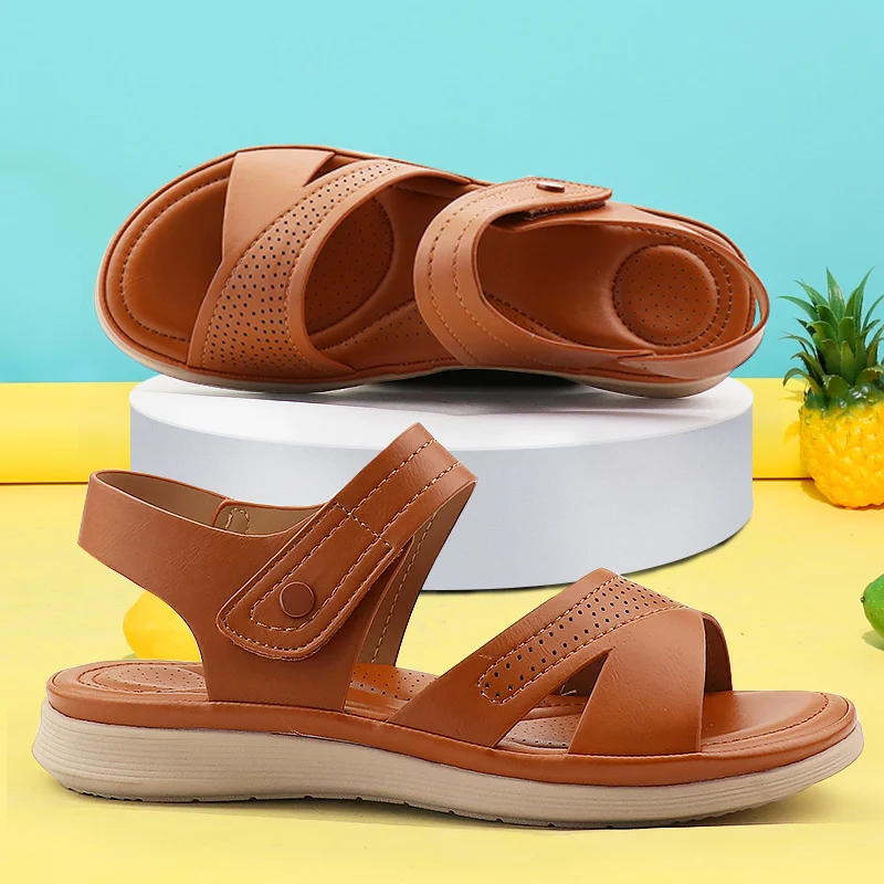 

Summer Sandals Women Design Non Slip Comfortable Beach Shoes Plat Fashion Breathable Brown Color Ladies Sandals