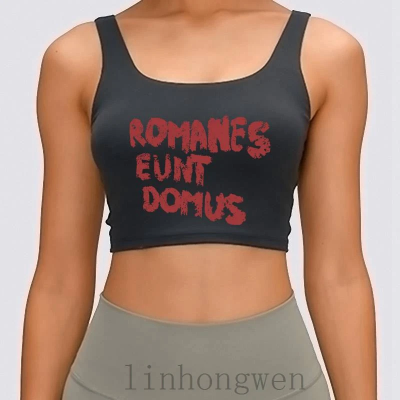 

Женская майка Romanes Eunt Domus в романтическом стиле, Модный хлопковый кроп-топ