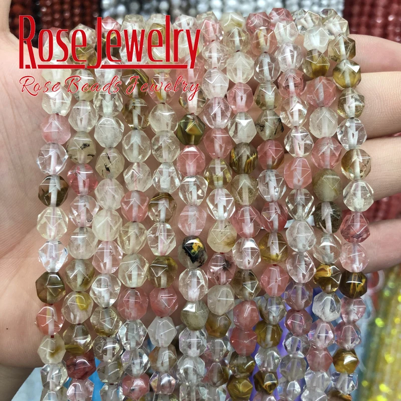 Граненые натуральные Арбузные турмалиновые круглые свободные бусы из камней 8 10