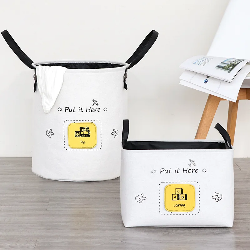 

Cartoon Laundry Basket Kids Toy Clothes Organizer Storage Basket Large Cotton Linen Clothes Basket Home Sundries Storage