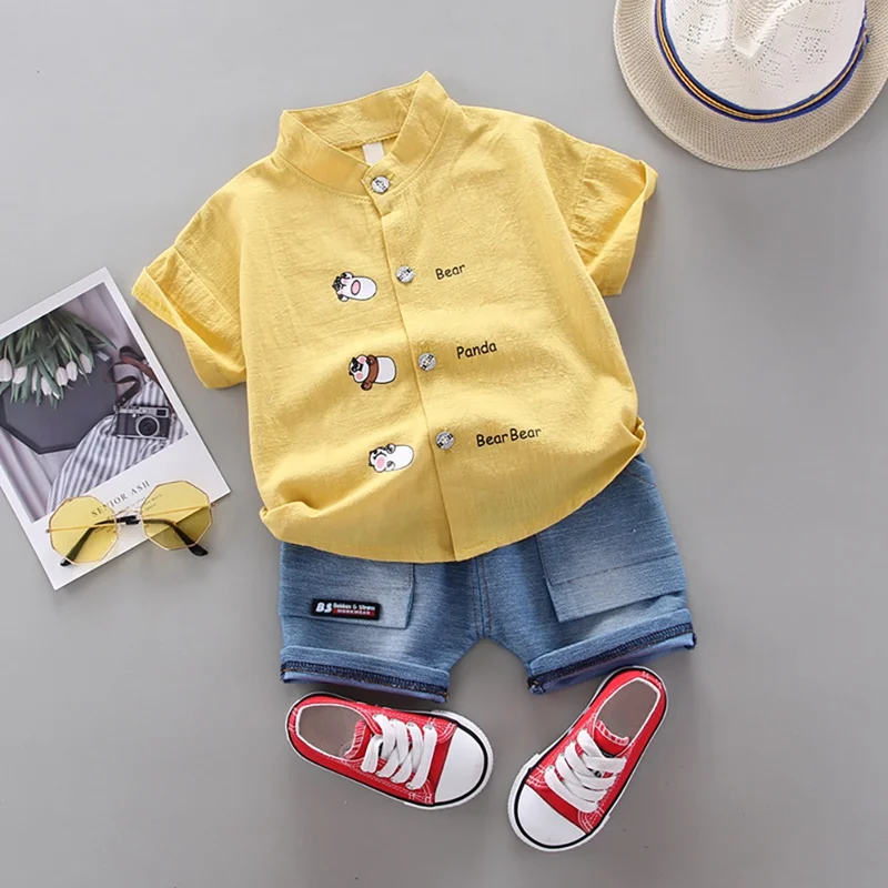 

Summer Baby Boys Clothes Short Sleeve Cartoon Print T-shirt Tops+Shorts Costume Set Kids Clothes 2pcs