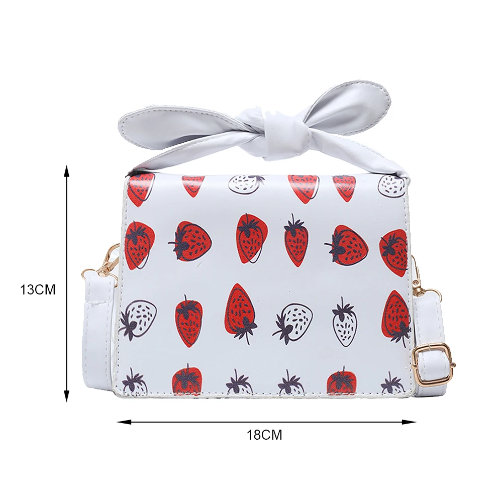 

Women Vintage PU Leather Small Crossbody Handbags Fashion Strawberry Pattern Printing Ladies Mini Flap Shoulder Messenger Bags