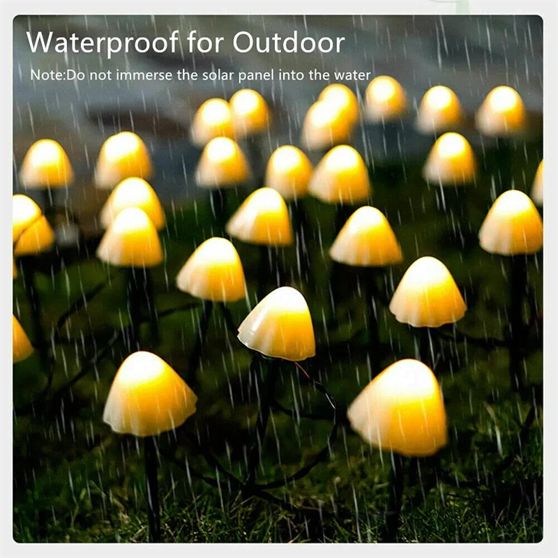 LED Solar String Light Outdoor IP65 Waterproof Mushroom Lights Fairy Garland for Garden Patio Pathway Landscape Decoration | Лампы и