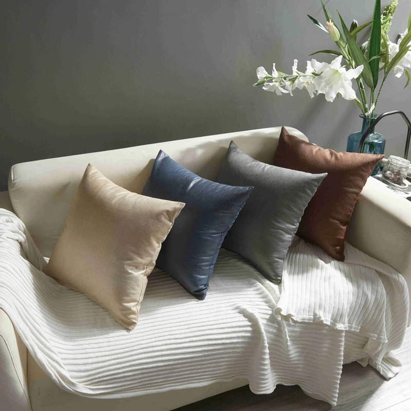 

LuanQI Pillowcase 45x45CM Solid Color Imitation Leather Sofa Waist Throw Cushion Cover Home Decor Case Pillow Cover Faux Leather
