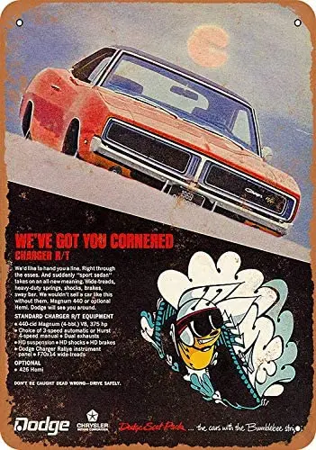 

SRongmao 12 x 8 Tin Metal Sign Vintage Look 1969 Dodge Charger R/T 4