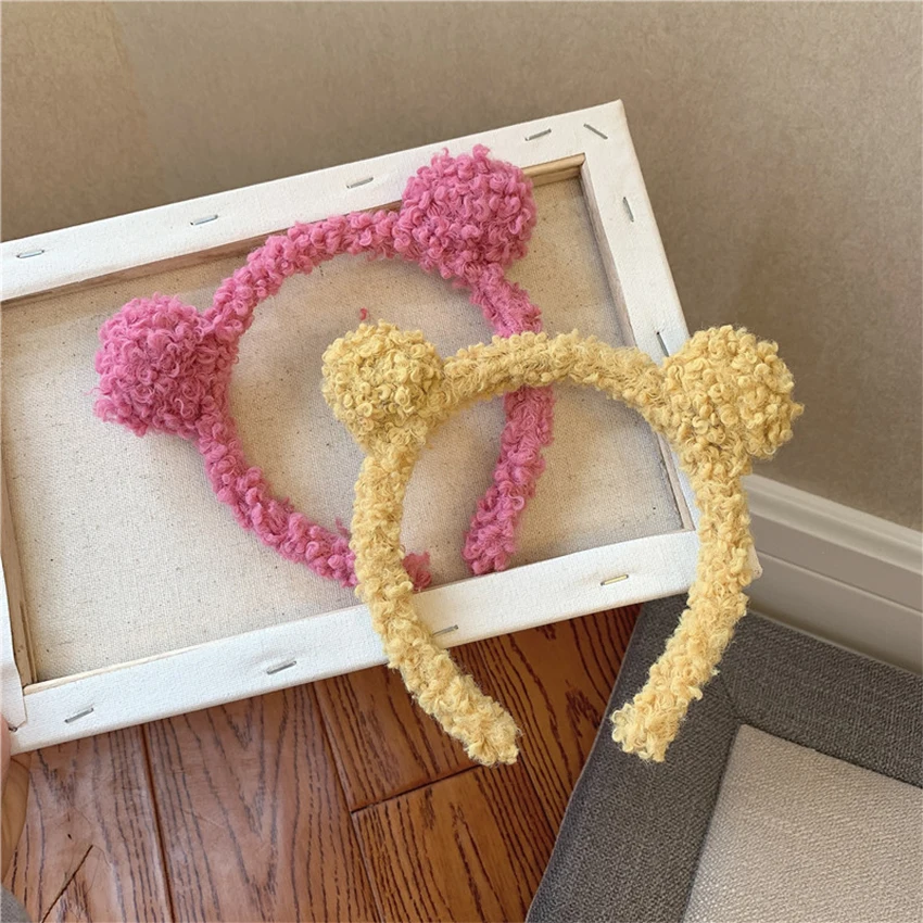 Зимний плюшевый ободок Levao с двумя шариками шерстяная лента для волос девочек