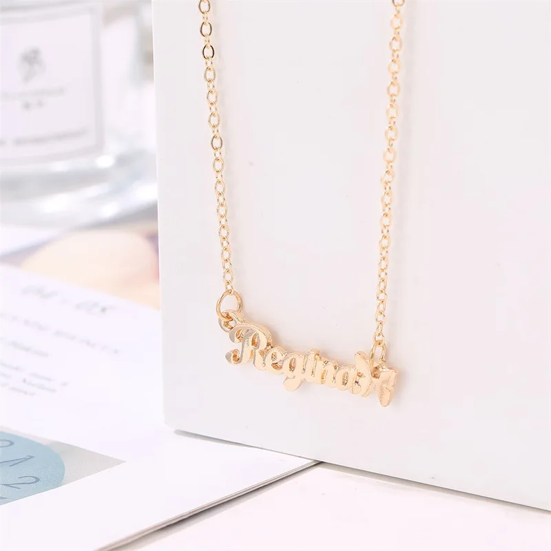 New Trendy Letter Regina Pendant Necklace For Women Gold Metal Long Butterfly Mujer Jewelry Nouveaute 2019 Femme Bijoux | Украшения и