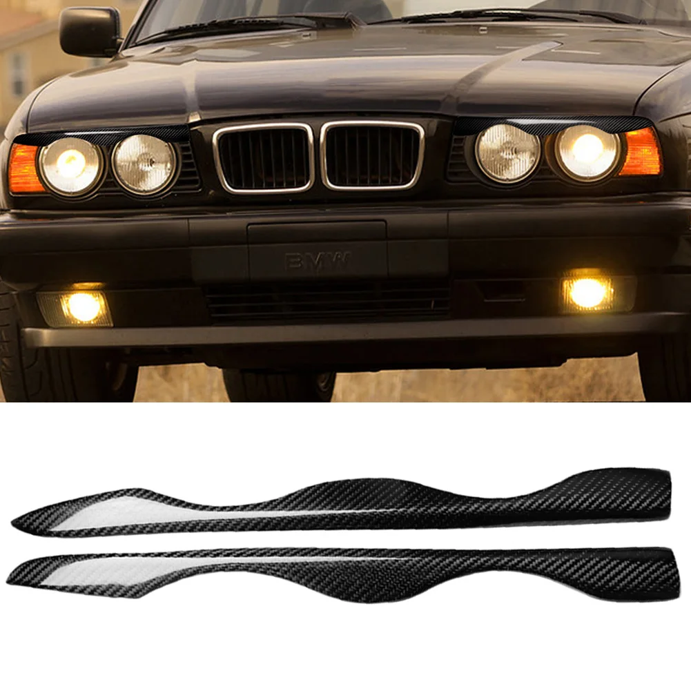 

Car Carbon Fiber Headlight Eyelid Decorative Stickers Replacement for BMW E34 5 Series 88-96 Car Exterior Accesories