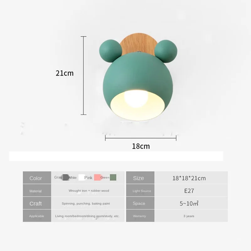 

Nordic LED WallLamp Cartoon Bedroom Personality Creative Background Wall Decoration Light Children Reading Bedside E27 Wall Lamp