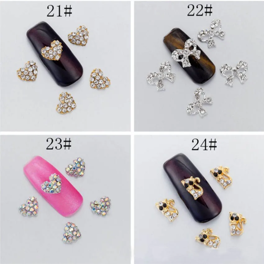 Сплав 3d дизайн ногтей горный хрусталь корона галстук-бабочка плоский задний