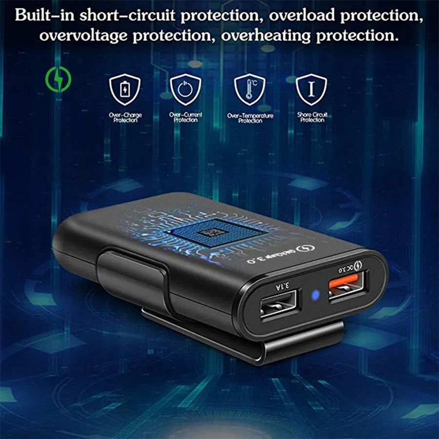 Быстрое зарядное устройство QC 3,0 3.1A 4 порта USB Автомобильное зарядное устройство быстрое автомобильное зарядное устройство 5.6ft удлинитель для заднего сиденья iPhone iPad Xiaomi зарядное устройство