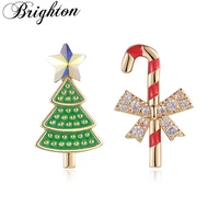 brighton new cute christmas enamel tree stud earrings for women fashion party crystal abnormity brincos trendy jewelry xmas gift