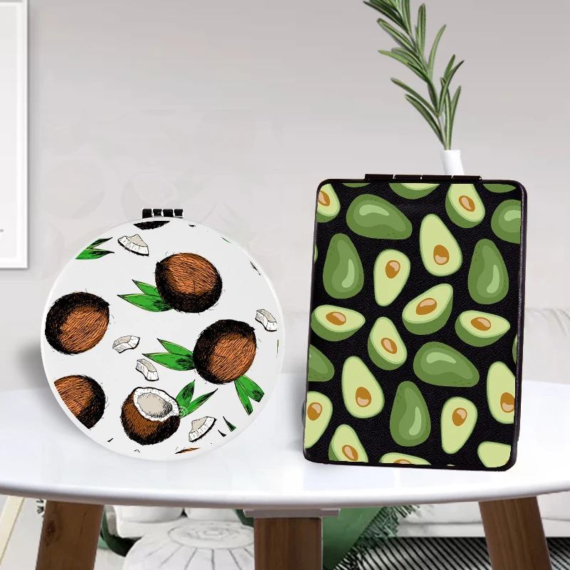 Зеркало для макияжа с авокадо двухстороннее складное увеличительное