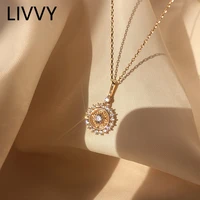 livvy fashion classic round zircon choker creative personality necklace for women charm exquisite engagement jewelry