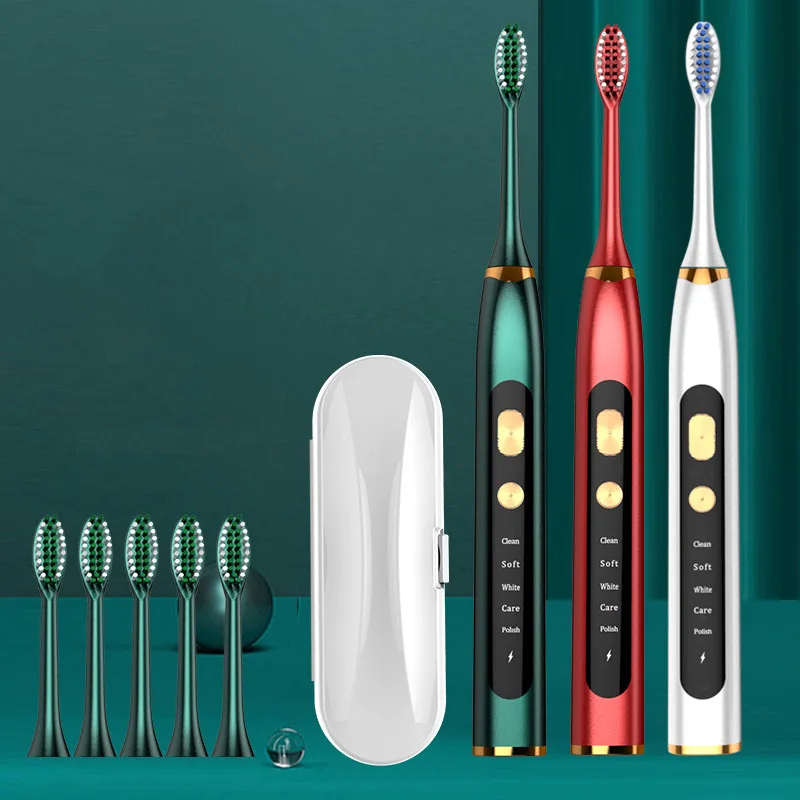

Edieu Electric Rechargeable USB Charge Sonic Toothbrush IPX7 Waterproof 5 Optional Modes Soft Traveling Toothbrush 5 Brush Heads