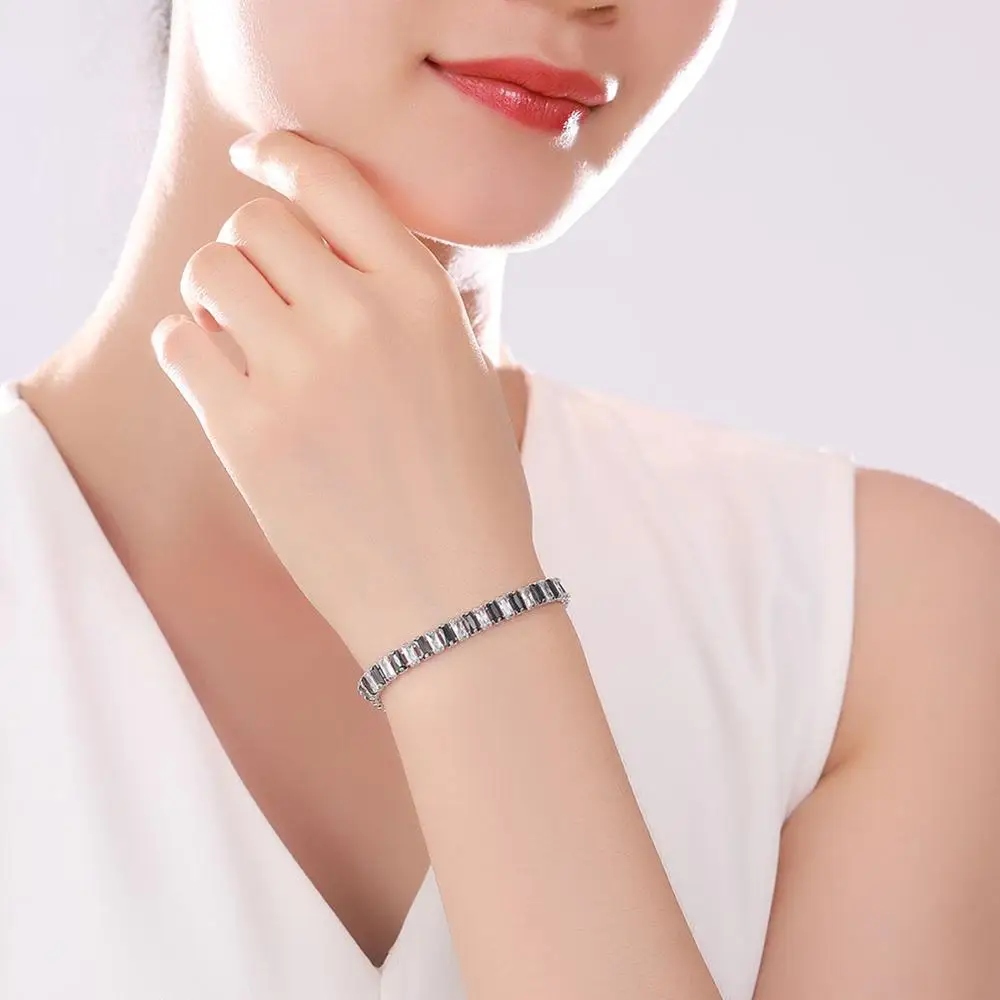 Модные женские теннисные браслеты UMODE 2019 с черным Цирконом и кристаллами цвета