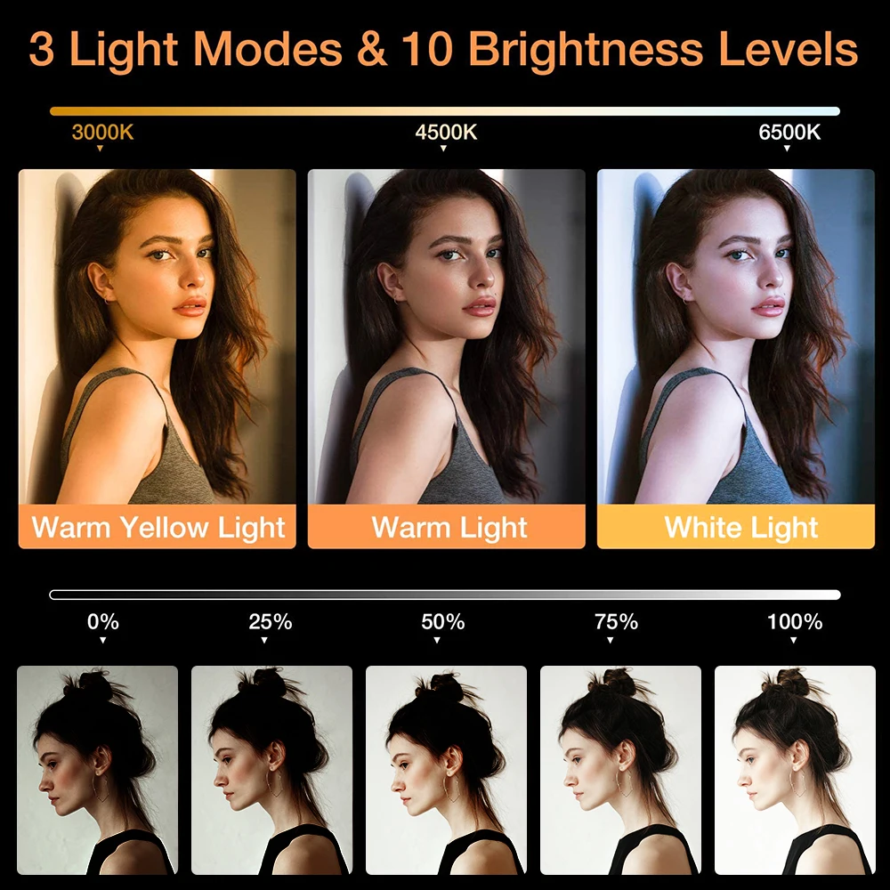 Кольцевой светильник для селфи со штативом и держателем мобильного телефона 26