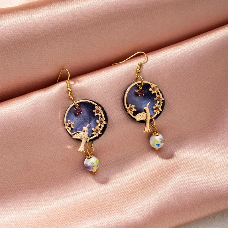 Animal Hummingbird Earrings Women's Accessories Unique Hoop For Women Korean Fashion Jewelry Gift Trendy Hot Sale 2022 | Украшения и